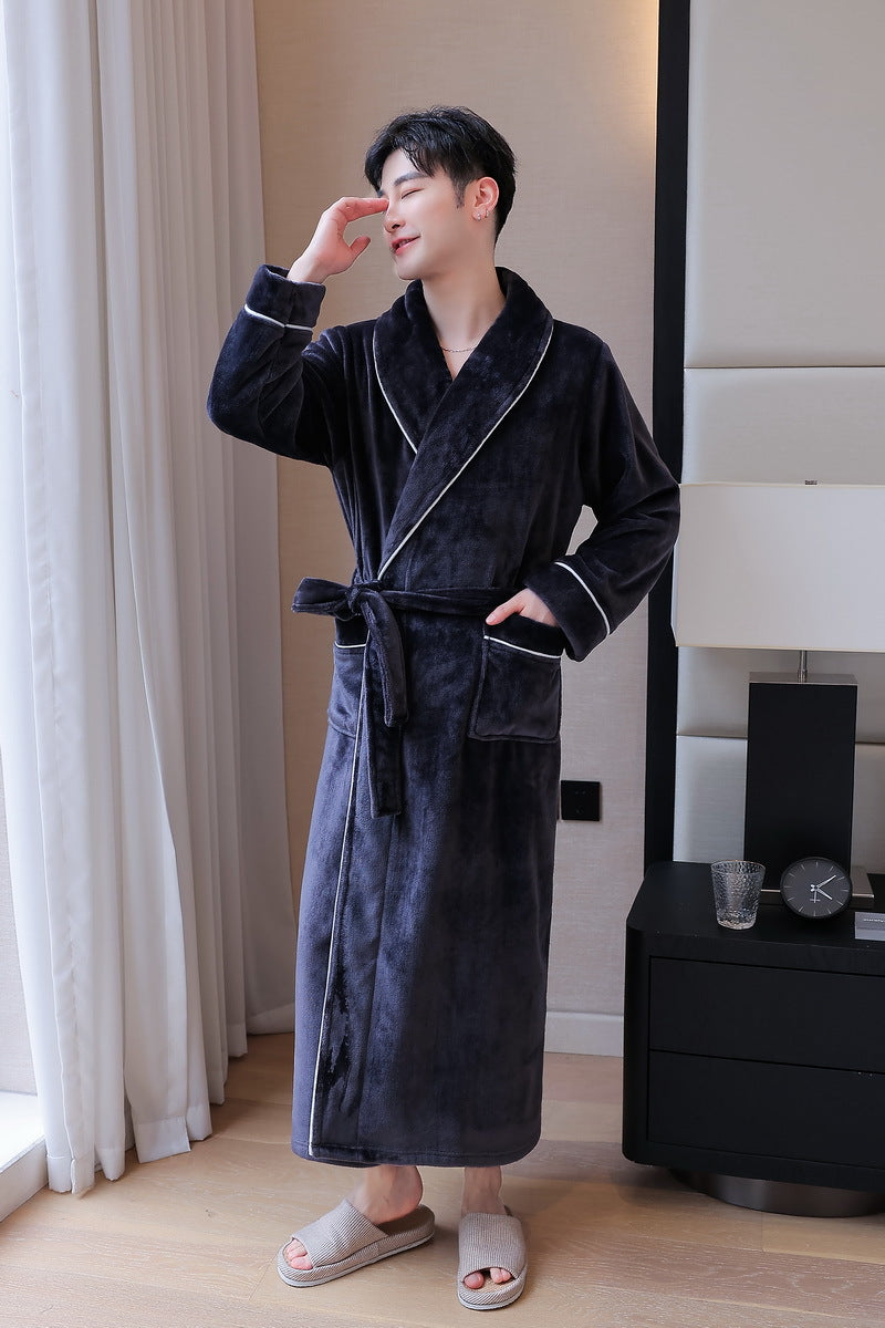 2-Piece Thickened Flannel Long Robes for Couples