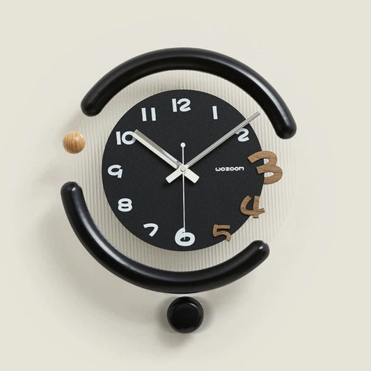 Modern 3D Pendulum Analog Silent Wall Clock Black