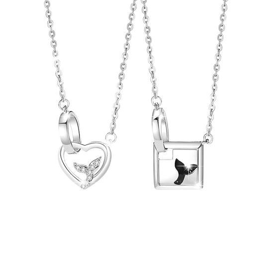 Ocean Theme Necklaces Set for Two - Sterling Silver