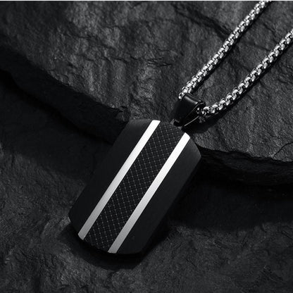 Army Name Tag Brushed Pendant Mens Necklace