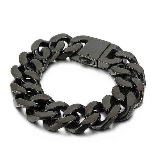 Personalized Thick Cuban Chain Mens Bracelet Black
