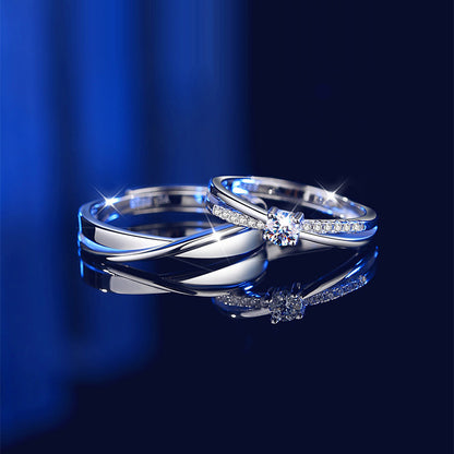 Engraved Moissanite Diamond Mobius Wedding Rings Set Gullei.com