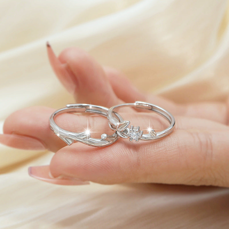 Engraved Male Female Matching Marriage Rings Set