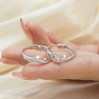 Engraved Male Female Matching Marriage Rings Set