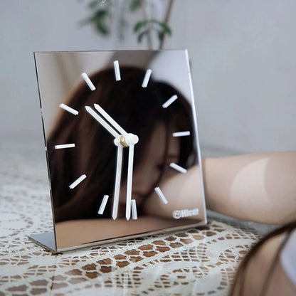 Real Mirror Decorative Silent Side Table Clock