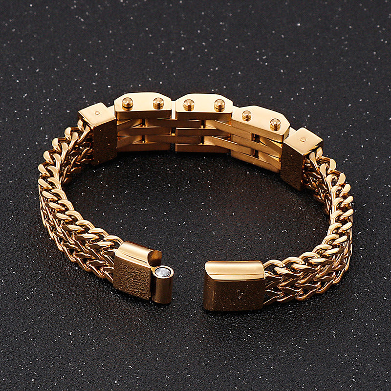 Custom Motorcyclist Style Mens Bracelet 22.5cm