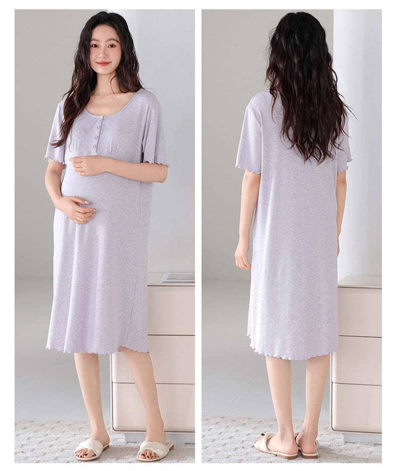 Padded Bra Long Shirt Maternity Sleepwear
