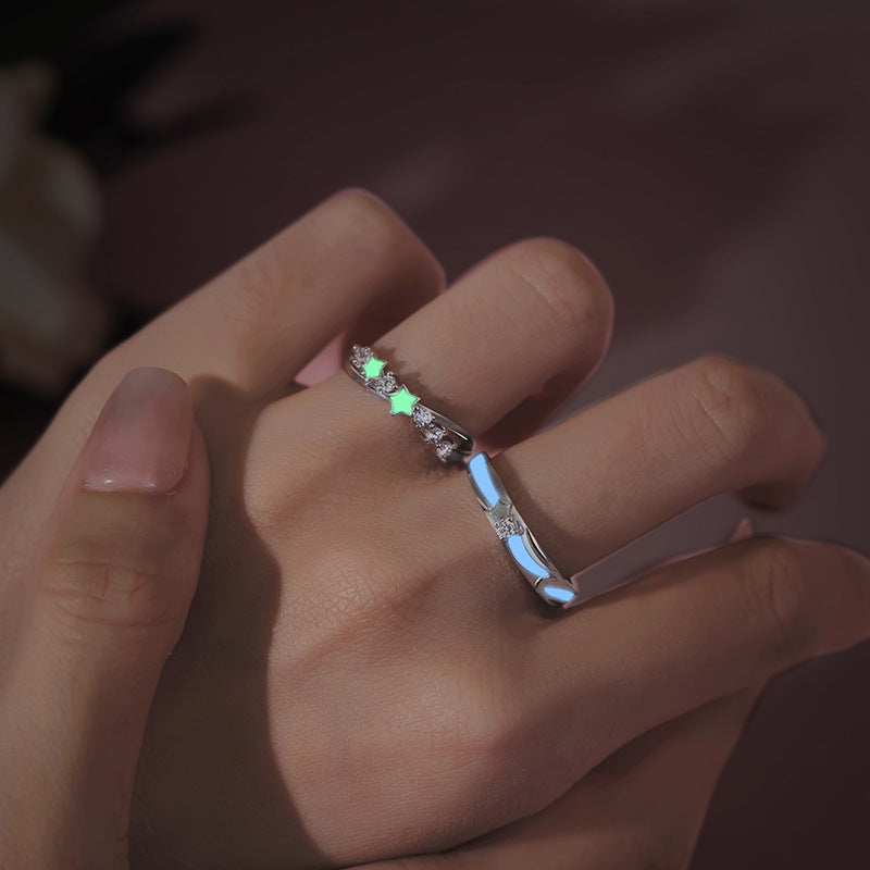 Stars Glow in Dark Promise Rings for Couples