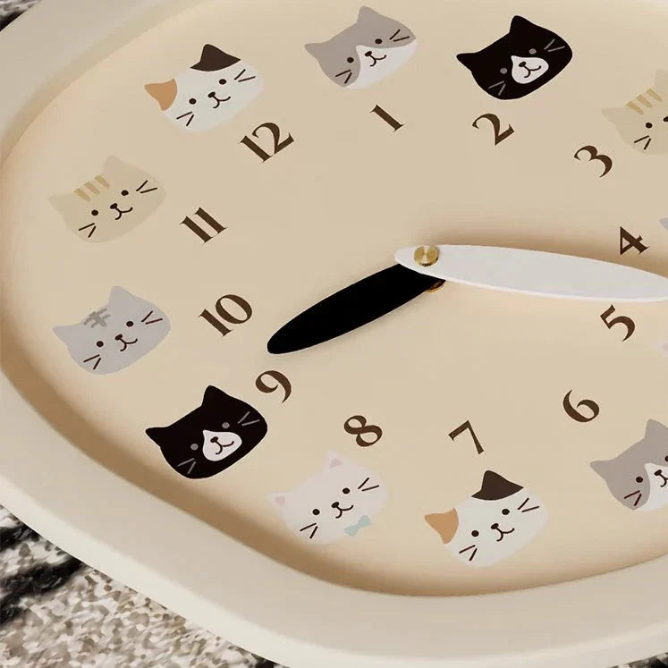 Kids Cat Silent Pendulum Wall Clock – Non-Ticking (11.8")