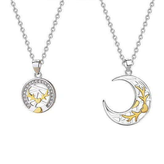 Matching Sun and Moon Friendship Necklaces Set