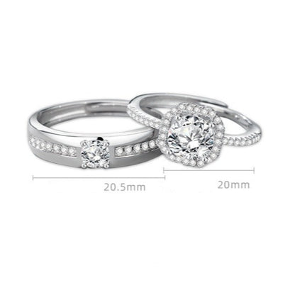 Matching Zirconium Couple Rings Set for 2 - Adjustable Size