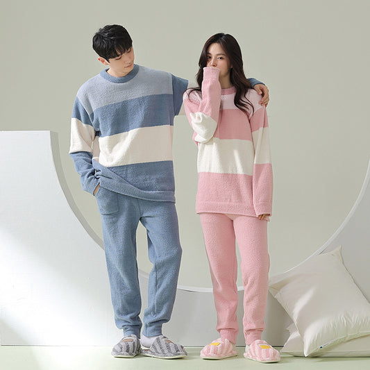 4-Piece Matching Warm Holidays Couples Pajamas Set