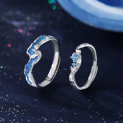 Engraved Galaxy His and Hers Rings Set