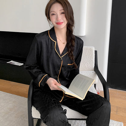 Elegant Ice Silk Couple Pajamas – Premium Silk-Like Sleepwear Set by Gullei