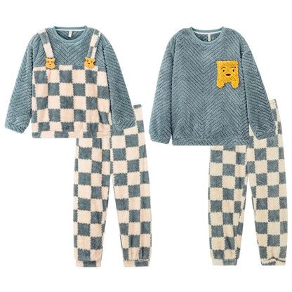 Couple Matching Bear Fleece Pajamas Set