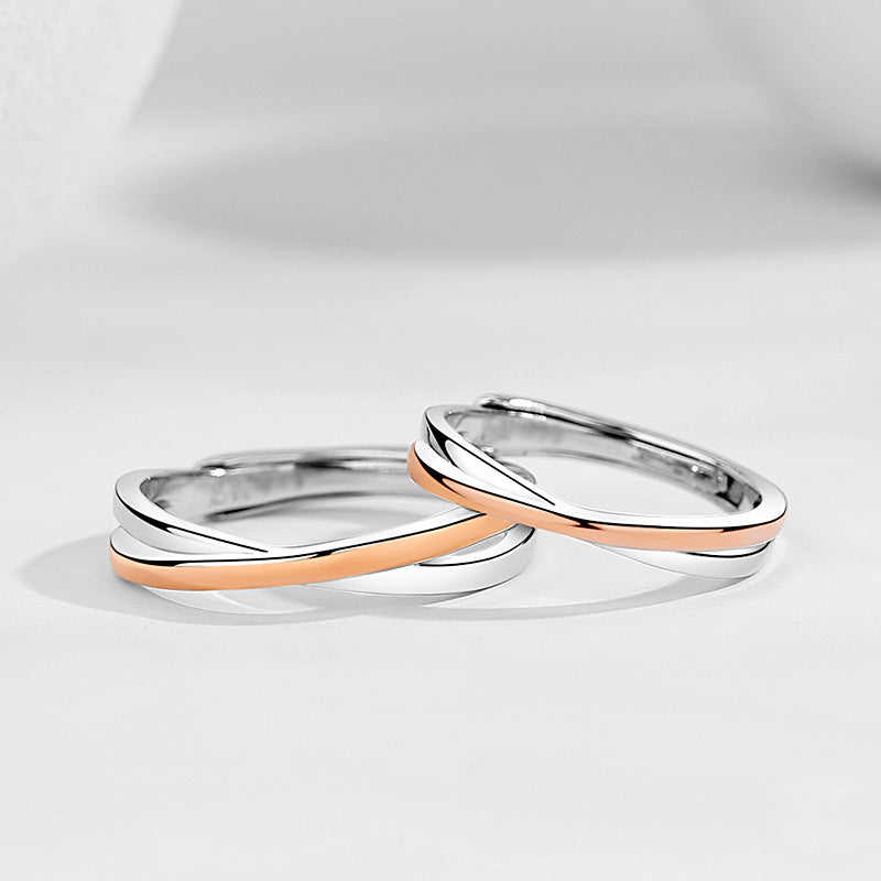 Engraved Mobius Promise Rings Set for Couples