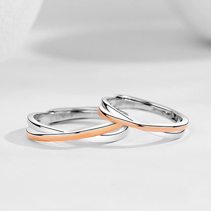 Engraved Mobius Promise Rings Set for Couples