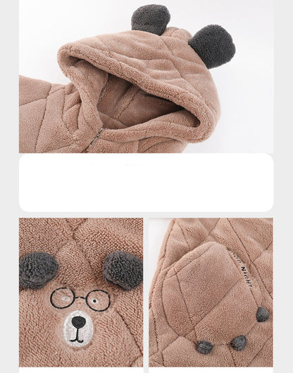 Gullei Bear-Ear Coral Fleece Couple Pajamas – Cozy & Playful Winter Set