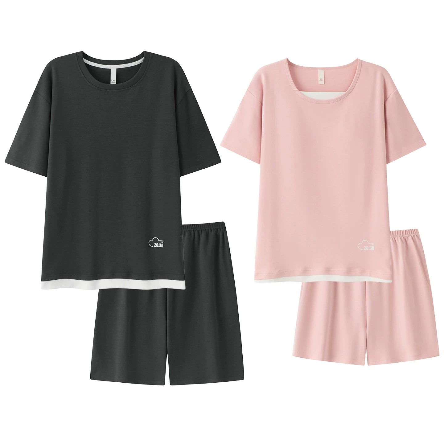 Sporty Minimalist Cotton Couple Lounge Set