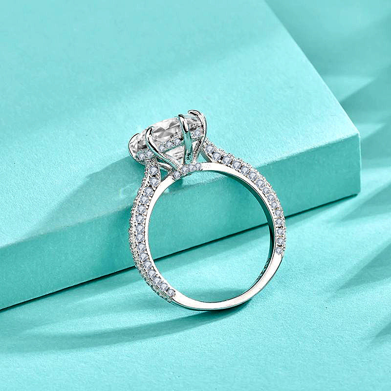 Engraved 6 Carats Zircon Halo Ring Gift for Her