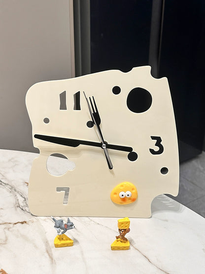 Cheese Shaped Silent Analog Table Clock