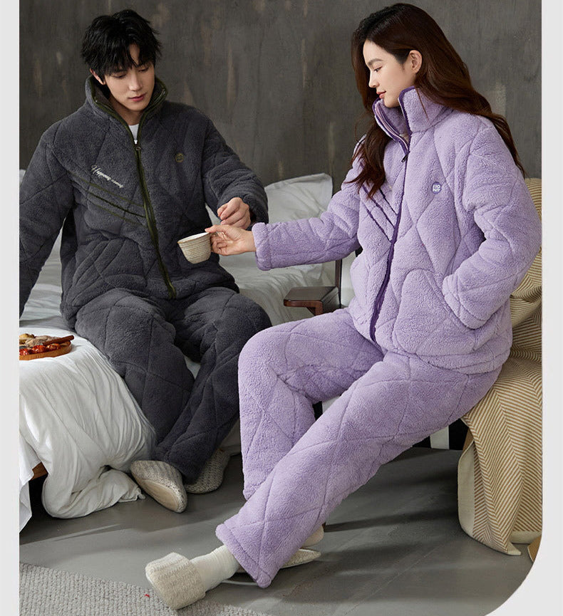 Ultra Warm Poyester Winter Pajamas Set for Couples