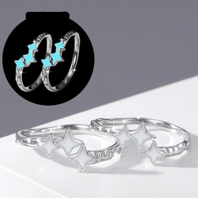 Luminous Stars Rings Set - Solid Sterling Silver - Adjustable Size