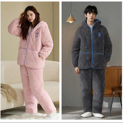 Matching Couple Pajamas Set – Cozy Coral Fleece for Winter by Gullei