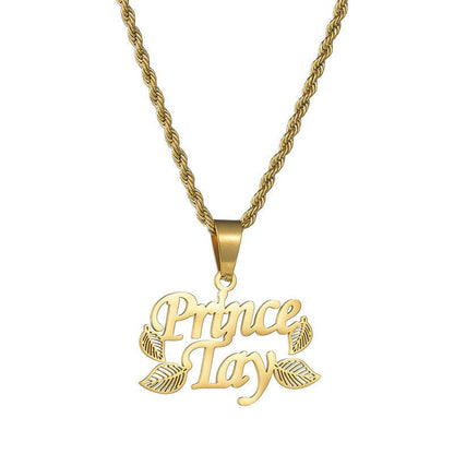 Hollow Leaf Personal Name Necklace