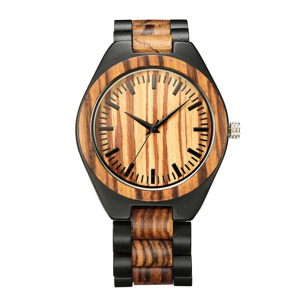 Engraved Wooden Mens Analog Watch