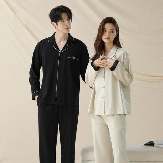 100% Premium Cotton Button-Front Couples Pajamas Set