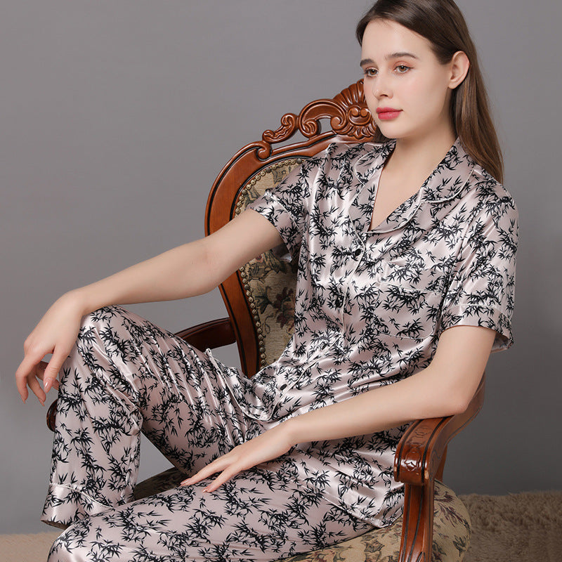 Matching Couple Silk Pajamas Sleepwear Set