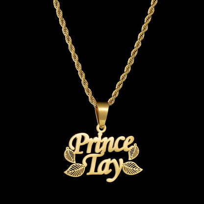 Hollow Leaf Personal Name Necklace