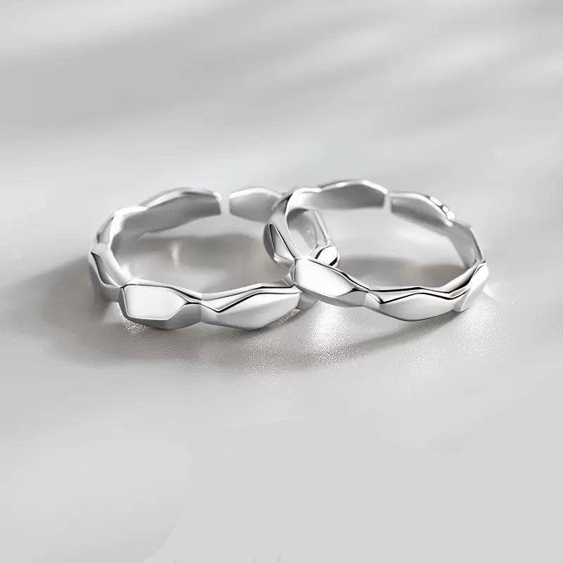 Matching Silver Promise Rings Set for Couples