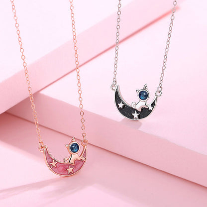 Cute Matching Moon Friendship Necklaces Set