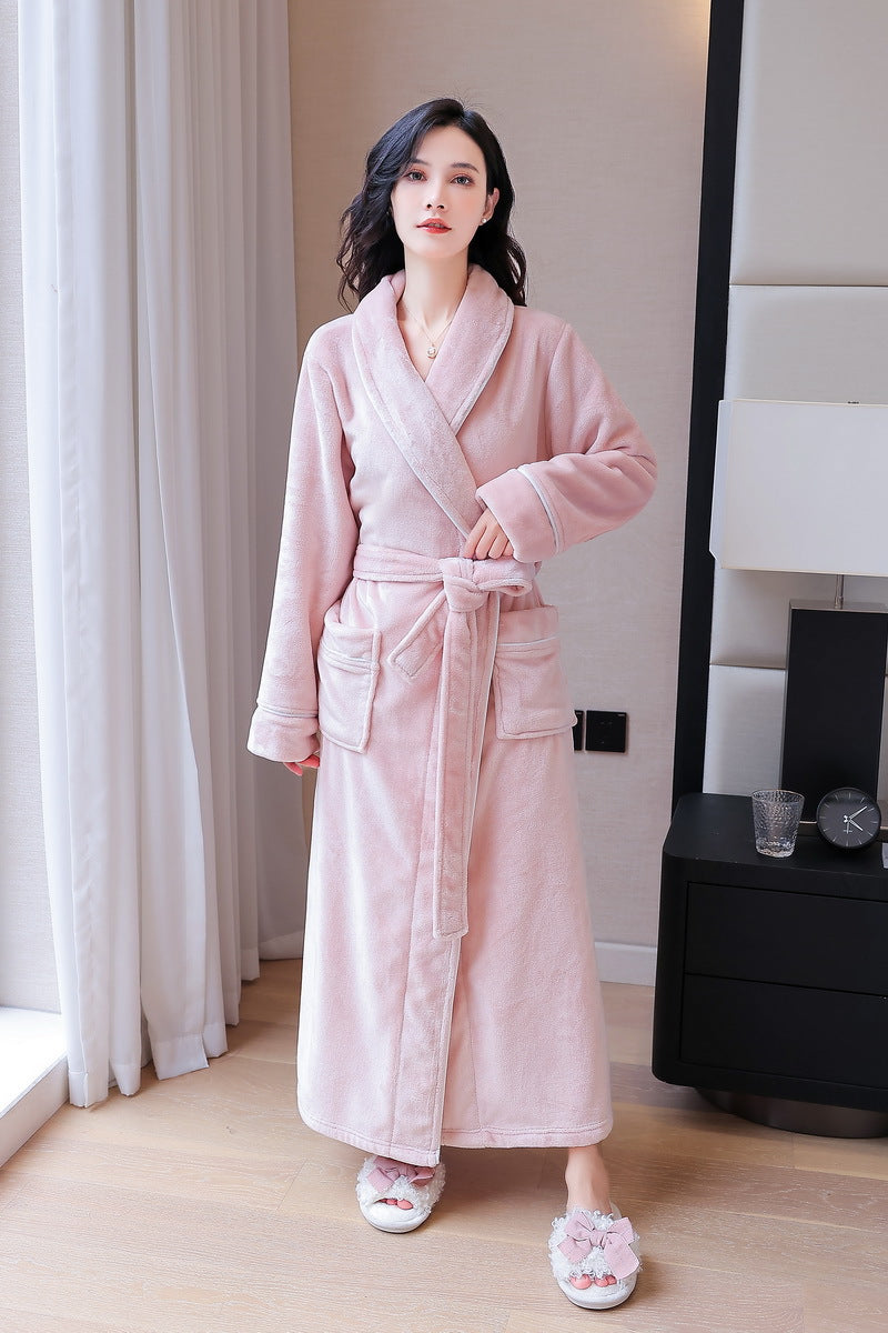 2-Piece Thickened Flannel Long Robes for Couples