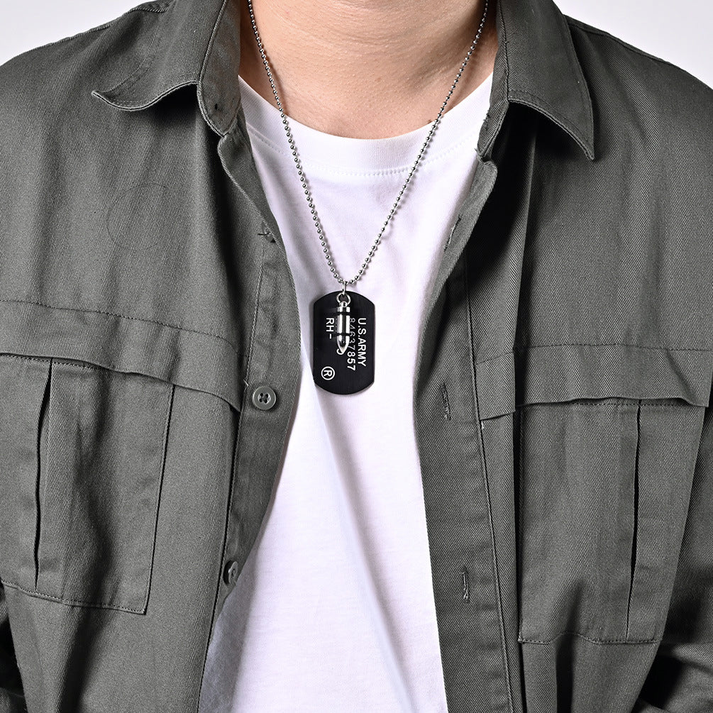 Customized Urn Bullet Military Name Tag Necklace for Men