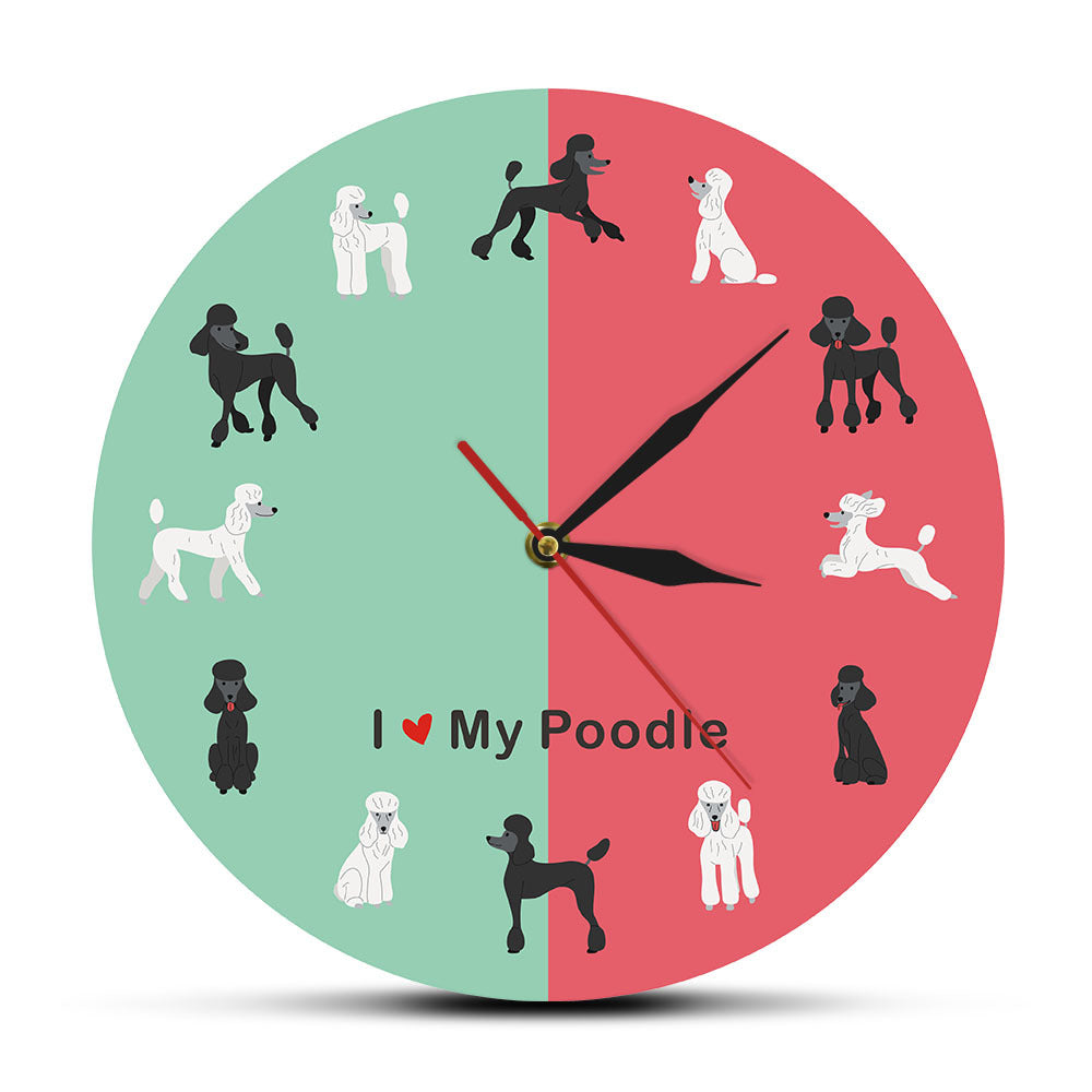 Wall Deco Silent Clock Gift for Poodle Lovers