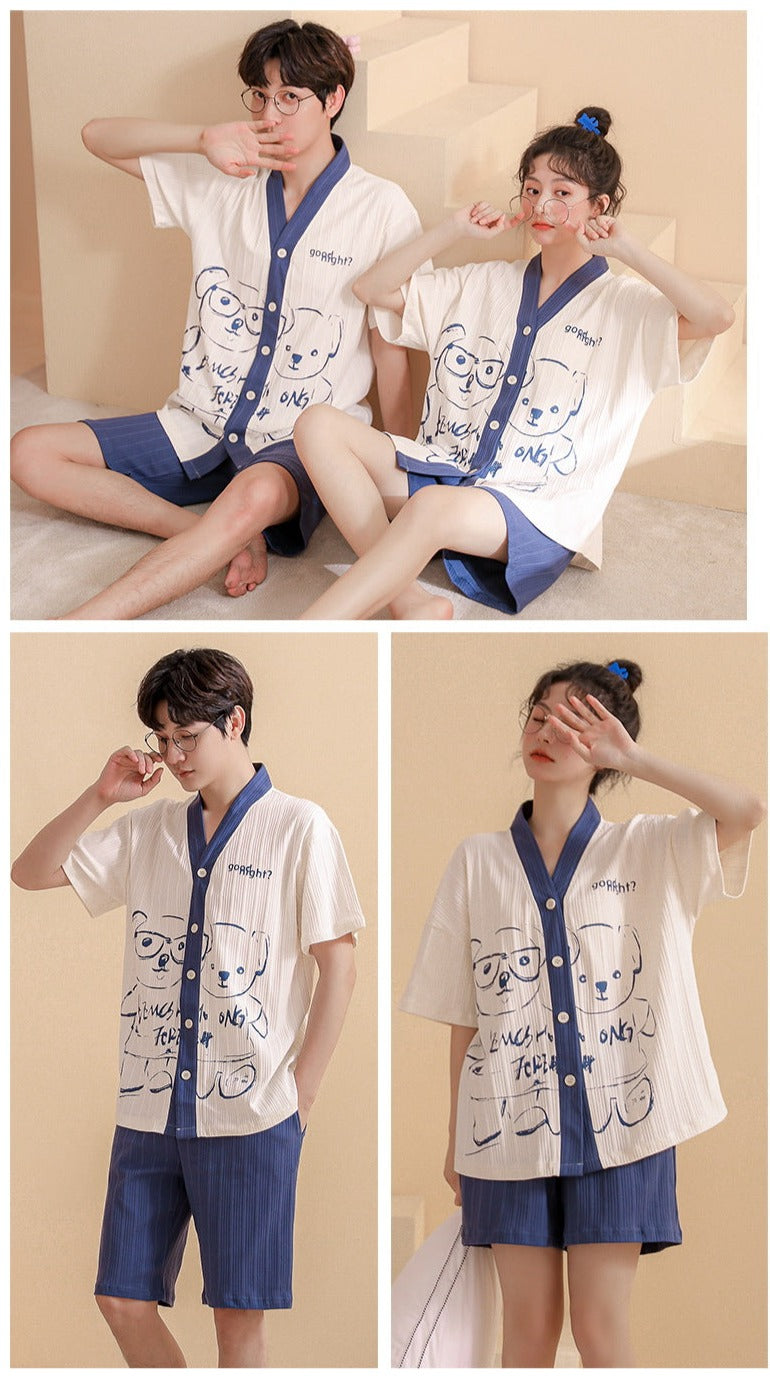 Matching Short Sleeves Sleepwear Pajamas for Couples