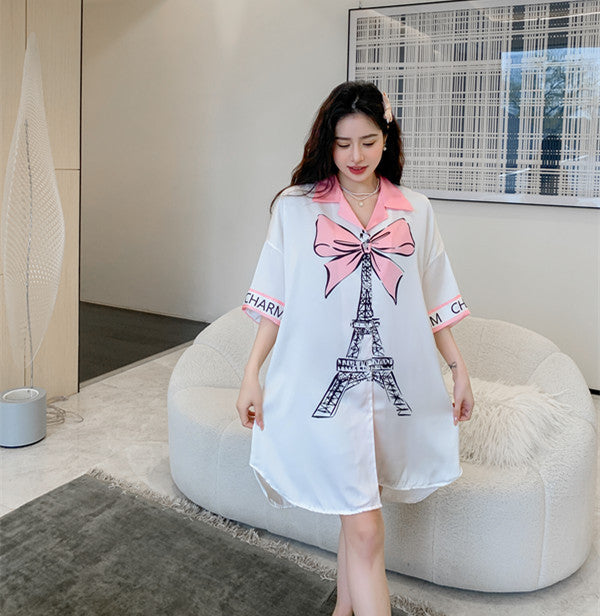 Cute Paris Graphic Nightshirt for Women - Gullei