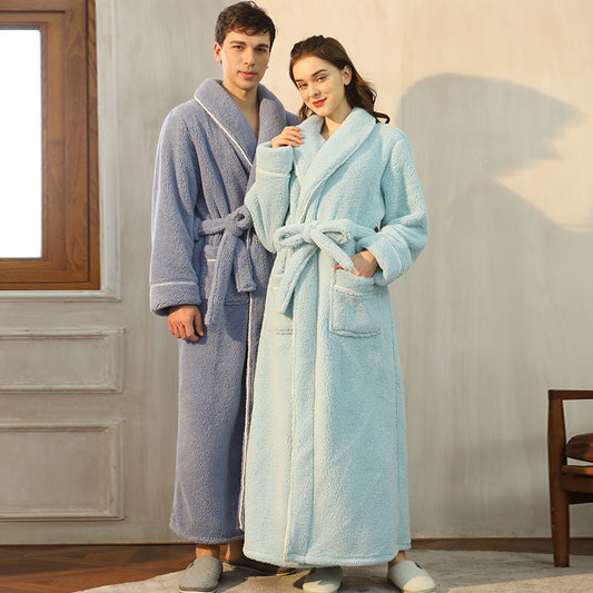 100% Premium Thickened Flannel Long Robe for Couples