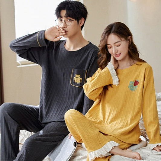 Matching Couple Breathable Cotton Pajamas Set