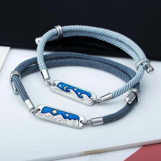 Ocean Mountain Couple Promise Bracelets Set