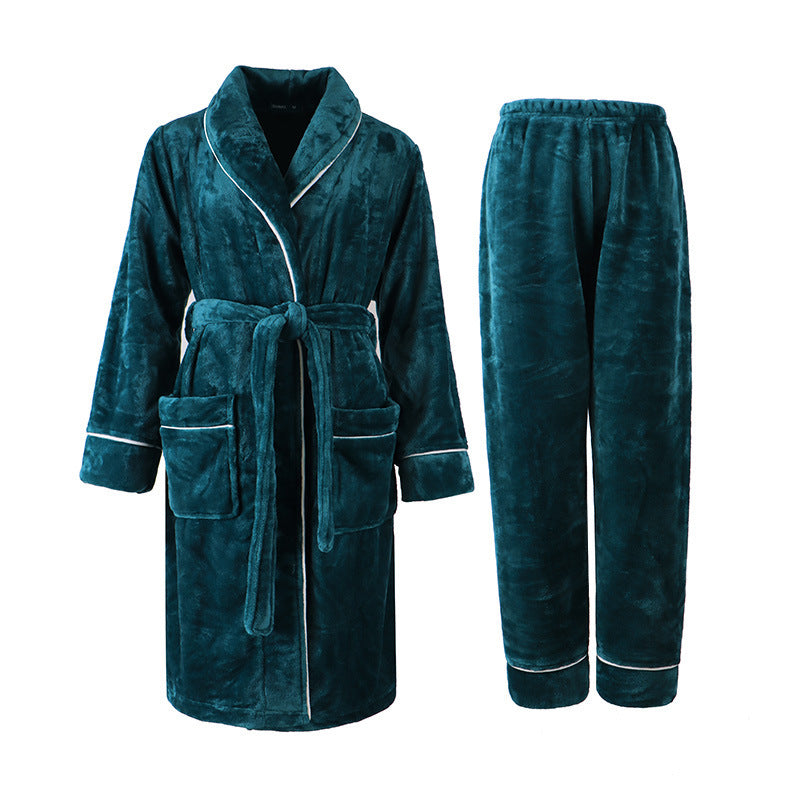 100% Flannel 4 Piece Long Robe Set for Couples