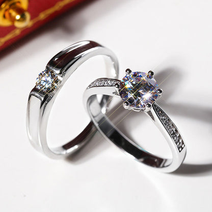 Engraved 0.8 Carat Moissanite Rings Set for Men and Women