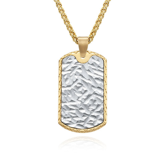 Engraved Hammered Army Pendant Mens Necklace