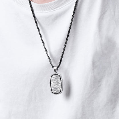 Engravable Hammered Vertical Pendant Mens Necklace