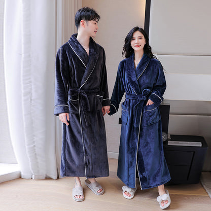 2-Piece Thickened Flannel Long Robes for Couples