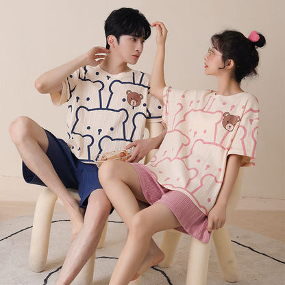 Matching Cotton Summer Sleepwear Set for Couples