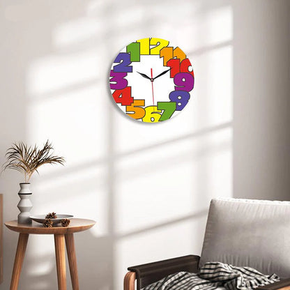 Funky Numbers Silent Kids Wall Clock — 12" Acrylic